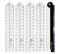 5 Pcs 30cm Foldable Ruler, 15cm Folding Portable Plastic Ruler, Double Clear Scale, Shatterproof Classic Black White Stationery for Student Math & Office Drawing