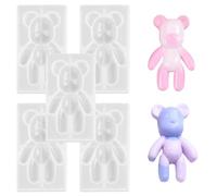 5 Pcs 3D Bear Resin Mould Cute Creative Bear Pendant Molds Transparent Teddy Silicone Mould for Jewellery Making Candles Keychain DIY Craft Projects