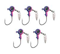 5 Pcs 3D Eye Fishing Jig Hook Barbed Jigging Single Fishing Hook Fishing Swivel Sequin Jig Lure Metal Spoon Hard Bait Double Lock Triangle Hook