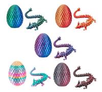 5 Pcs 3D Printed Dragon Eggs with Crystal Dragons Inside, Articulated Fidget, Mystery Egg Set, Easter Gift for Teens & Adults