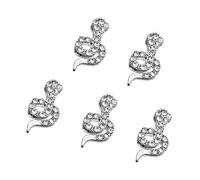 5 Pcs 3D Snake Nails Charm for New Year Jewelry Making, Silver | 3D Snake Nails Art Charm, Snake Shape Nails Decorations, Jewelry Accessories