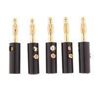 5 Pcs 4 mm Gold Plated Speaker Wire Banana Plug Test Audio Connector black