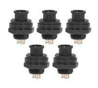 5 Pcs 4 Pin Front Panel Mount Socket 7/16in 28UNS Thread Connection Welding Wiring IP67 Aviation Connector