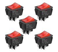 5 Pcs 4 Pin Rocker Switch for KCD4 DPST 30 A 250 V Easy Install 2 Position ON/OFF Red Illuminated Boat Power Switch for RV Yacht Automobile Boat