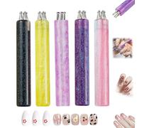 5 Pcs 5 Petal Flower Nail Dotting Pen, Nail Art Dotting Tools,Flower Design Tool,1.8mm Fine Tip Rhinestone Dot Paint Tool for Tracing Drawing Painting Transferring Embossing Sculpting