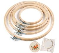 5 PCS 5 Sizes Embroidery Hoops, 10 to 20 cm Cross Stitch Hoop for Art Craft | Round Embroidery Hoop 10 cm/13 cm/15 cm/18 cm/20 cm Adjustable Embroidery Ring Cross Stitch Frame for DIY Art Craft Sewing