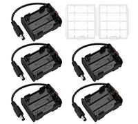 5 PCS 6 x 1.5V AA Battery Holder, KUOQIY 9V Back to Back Battery Holder Case Box with DC Plug, with 2 PCS Plastic Battery Storage Box