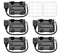 5 PCS 6 x 1.5V AA Battery Holder, KUOQIY 9V Back to Back Battery Holder Case Box with USB Female Socket, with 2 PCS Plastic Battery Storage Box