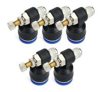 5 Pcs 6mm/8mm Push to Connect 90 Degree Elbow, Pneumatic Air Flow Control Valve Fittings for Air Compressor and Pneumatic Systems, 1/4 Inch Thread