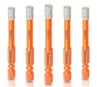 Tykovon 5 Pcs 6mm Diamond Drill Bits, Porcelain Tile Drill Bit, Hex Shank Diamond Dry Drill Bits Sets for Granite, Ceramic, Marble, Tile Stone, Glass, Hard Materials