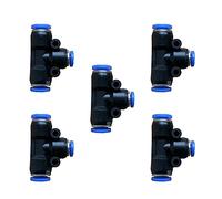 5 Pcs 6mm x 4mm x 6mm Pneumatic T Shaped 3 Way Tube Reducer Connector,Quick Push to Connect Tee Fitting