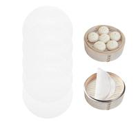 5 PCS 8 Inch Silicone Steamer Mats - Non-Stick Reusable Dumpling & Bun Liners for Bamboo Steamers, 20cm Round Mesh Cooking Pads for Dim Sum & Home Kitchen