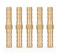5 Pcs 8mm Hose Connector,Brass Hosepipe Connectors and Fittings Kit,Straight Barb Hose Pipe Joiner,Splicer Fitting Hoses Repair Coupler,Barbed Adapter Fuel Line Connection for Air,Water,Gas,Oil,Petrol
