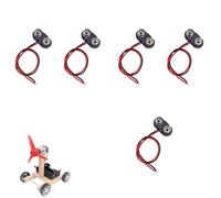 5 Pcs 9V Battery Clip Connector with 15 cm Flying, Battery Snap Connectors for Connection Cable LED Strip 9V Connector Buckle Plastic Housing, T-type (Black)