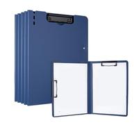 5 Pcs A4 Blue Folder with Double Clips Foldable Writing Pad & Data StorageEssential Office Supplies for Efficient Document Management
