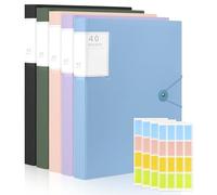 5 Pcs A4 Display Folders with Plastic Sleeves, Total 200 Pockets Presentation Display Book with Safety Rope, 40 Pockets A4 Certificate Filing Folder for School Office