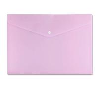 5 Pcs A5 Pastel Pink Colour Plastic Wallets Folder Documents Files Holder with Press Stud Button Polypropylene Document Folder Clear Wallet Envelope