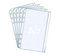 5 Pcs A5 Plastic Zipper Budget Binder Pockets,A5 Size 6Hole Plastic Binder Zipper Folders Waterproof Loose Leaf Bags Notebook Documents,Photo,Bills Organizer Money Cash Envelope Punch Wallet Organiser