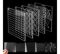 5 Pcs Acrylic Sashiko Stencil, Sashiko Embroidery Templates with Dots Lines Arcs Slashes Cross Patterns, 4.7 Inch Quilting Stencils for Hand Sewing Craft (2.5mm Thick)