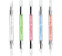 5 Pcs Acrylic UV Gel Nail Art Design Dotting Painting Drawing Polish Brush Pen Dotting Tools Set for Nail Art, Embossing Stylus for Painting (Silicone Nail Tool 5 Pcs)