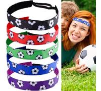 5 Pcs Adjustable Non-Slip Soccer Headband,Elasticated Soccer Headbands,Non-Slip Sport Headbands,Sweatbands Sports Non Slip Ring for Boys and Girls Sports (Black,Red,Green,Blue,Purple)