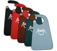 5 Pcs Adult Bibs for Men and Women, Waterproof Reusable Bib, Funny Letter Adult Bibs for Elderly, Washable Clothing Protectors, Feeding Bib for Elderly Disabled(Black, Red, Dark Green, Brown, Blue)
