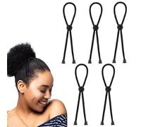 5 Pcs Afro Puff Hair Ties Drawstring Ponytail Hairbands Adjustable Hair Headbands for Thick Heavy Natural Curly Hair Ponytail Hair Bun Afro Puff Hair Accessories (Straight Rope Style)