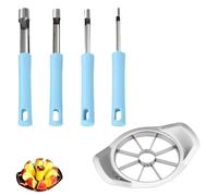 5 PCS Apple Corer Remover Set, Apple Corer and Fruit Divider, Stainless Steel Core Remover Tool for Kitchen with 4 Sizes (8/10/14/20mm), Kitchen, Baking, Camping, Quick Snack Prep