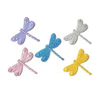 5 PCS Applique DIY Embroidered Patch, Colorful Dragonfly Applique Decor Accessory, Sew on Embroidered Badge, Cool Patches for DIY Clothing Backpack Jeans Jacket Caps Arts Craft