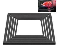 5 PCS Aquarium Feeding Ring Set, Floating Fish Feeder Corral Square Plant Barrier for Fish Tank, Black Foam Feeding Rings for Betta Goldfish (Black)