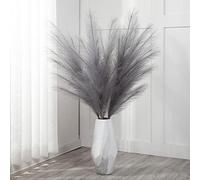 5 Pcs Artificial Pampas Grass Large Height 120CM Pampas Grass Decor For Pampus Grass Faux Plants For Wedding Flower Bunch Home Decor Fake Flower Artificial Flowers Boho Decor-Vase not included (Grey