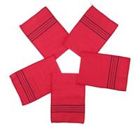 5 Pcs Asian Exfoliating Bath Towels for Body Scrub, Soft and Practical Shower Accessories (Rose Red)