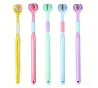 5 Pcs Autism Toothbrush SiumPklay 3 Sided Toothbrush 360° Teeth Cleaning for Autism Sensory Needs, Soft Bristles Gentle on Gums, Great for Adults, Blue/Green/Pink/Purple/Yellow