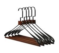 5 Pcs B Wood &Wide Shoulder Hanrs Wood Coat & Trouser Hanrs for Closet 45x25.5cm Wardrobe nizer Set (Black)