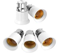 5 Pcs B22 to E27 Socket Converter, Bayonet to Screw Bulb Adapter for LED Bulbs and Incandescent Bulbs and CFL Bulbs