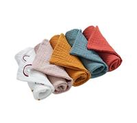 5 Pcs Baby Cotton Square Towels Muslin Cloth Feeding Bib Infant Wash Hand Face Wipes Washcloth Facecloth Handkerchief Washcloths for Body and Face in Bulk