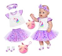 5 Pcs Baby Doll Clothes for 14-17 Inch Baby Dolls, Cute Newborn Baby 35-43cm Doll Clothes with Short Tutu Dress Headband Purse Socks, Baby Doll Accessories Christmas Birthday Gift for Girls Boys