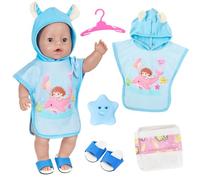 5 Pcs Baby Doll Clothes for 14-18 inch Dolls, NewBorn Baby Dolls Outfit Bathrobe with Dolphin Print Nappies Hanger Slippers Water Spray Toys for 35-45 cm Doll, Doll Accessories Kids Birthday Gift