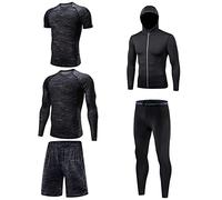 5 Pcs Base Layer Compression Set for Men Sale Clearance Fitness Gym Clothing Set Extreme Thermal Underwear Set Sport Compression Suit Thermal Quick Dry Base Layers for Mountaineering Cycling