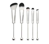 5 Pcs Beaded Makeup Brush Set Metal Handle Eye Makeup Brushes Cosmetic Brush for Natural and Delicate Eye Brushes Cosmetic Professional Artist Tool Lover
