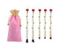 5 Pcs Beauty Eye Shadow And The Beast Rose Flower Shape Makeup Brushes Set Artists With Gift Bag For Daily Makeup (Gold)