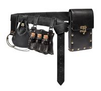 5 PCS Belt Pouch Waist Bag Retro Medieval Belt Potion Bottle Witch Vial Sword Hook Renaissance Halloween Cosplay Costume (Black)
