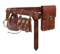 5 PCS Belt Pouch Waist Bag Retro Medieval Belt Potion Bottle Witch Vial Sword Hook Renaissance Halloween Cosplay Costume (Brown)