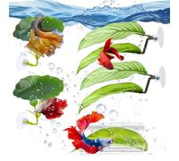 5 PCS Betta Hammock Fish Toys Set Aquarium Decor Plastic Plants Leaf Acrylic Tube Tunnel Fish Tank Decoration, Aquarium Hideout with Spare Suction Cups for Sleeping Resting Breeding