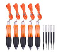 5 Pcs Big Fat Pens with Refills, Wide Grip Pen with Hanging Rope, Black Ink Heavy Weighted Retractable Pens for Arthritis Tremors Weak Hand, Orange