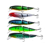 5 Pcs Bionic Swimming Multi Jointed Fishing Lure - 4" Swimbaits Slow Sinking Minnow Lures - Suitable for All Kinds of Fish Freshwater Saltwater - Fishing Lures Kit for Bass Trout