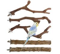 5 Pcs Bird Perches Made from Natural Grape Wood Branches with Mounting Accessories, Stand for Paw Grinding, Ideal for Parakeets, Cockatiels, Conures, Budgies