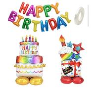 5 Pcs Birthday Balloons Set, Happy Birthday Balloon Banner Happy Birthdays Ballons, Freestanding Balloon Standing Cake Balloons, for Girls Boys Kids Birthdays Decorations Party Supplies