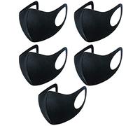 5 PCS Black Face Mask Cover Bandana Balaclavas, 2-Layer Unisex Reusable Fashion Washable face mask (Pack 5, Black) - UK SELLER REQUISITE NEEDS