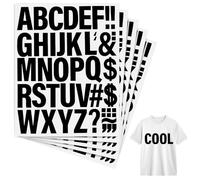 5 Pcs Black Iron Letters and Numbers for Clothes - Iron on Vinyl Transfers for T-Shirt, Hat - Personalised A-Z Alphabet and 0-9 Numbers